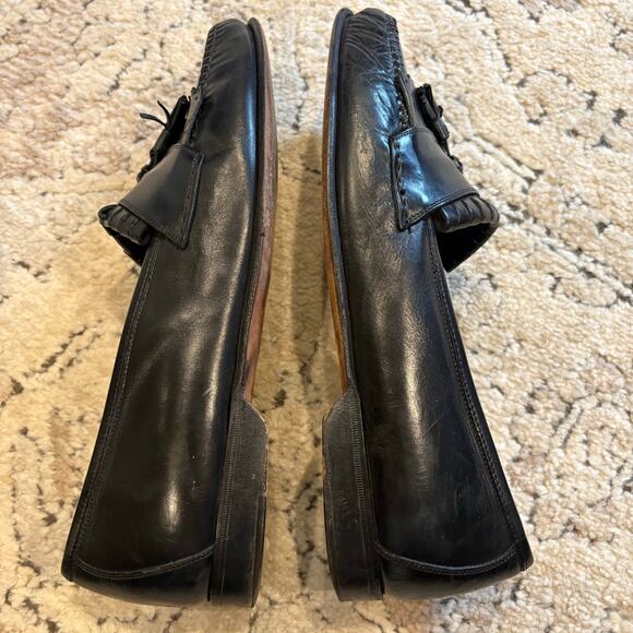 Johnston & Murphy Black Leather Tassel Slip On Loafer Size 12 M Vintage - Picture 7 of 9